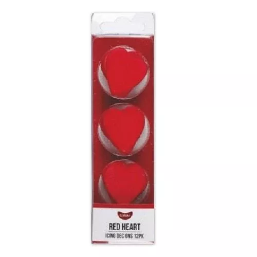 GoBake | Dec Ons | Hearts | Red | 12 Pack