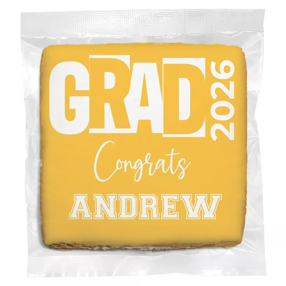 Graduation Block Letters - Personalized Direct Print On Square Sugar Cookie