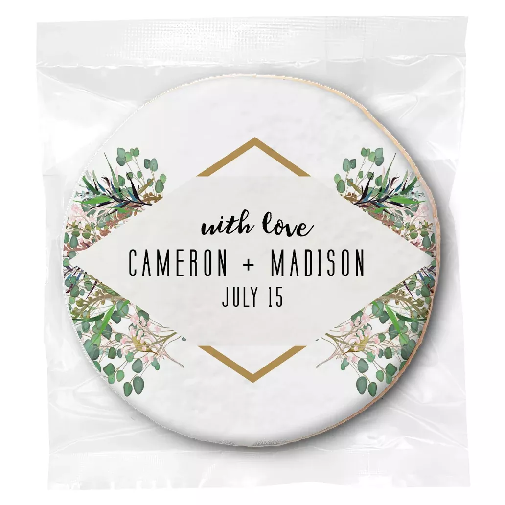 Greenery With Love - Personalized Direct Print On Round Sugar Cookie