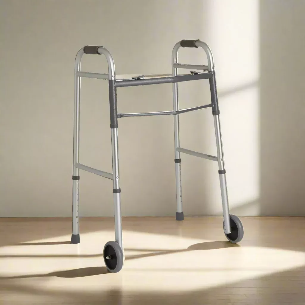Guardian Two-Button Folding Walker with 5" Wheels