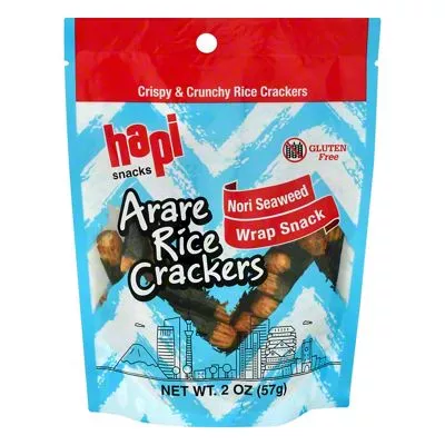 Hapi Arare Rice Crackers Nori Seaweed Wrap Snack 57g