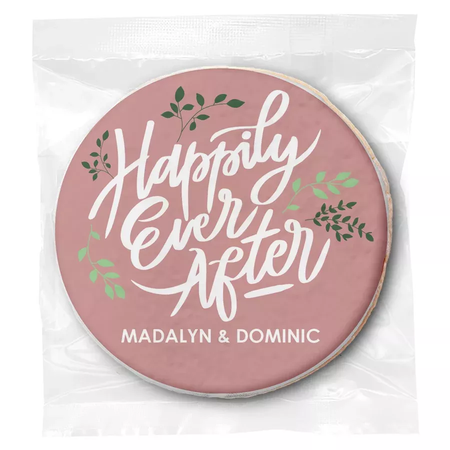 Happily Ever After Leaves - Personalized Direct Print On Round Sugar Cookie