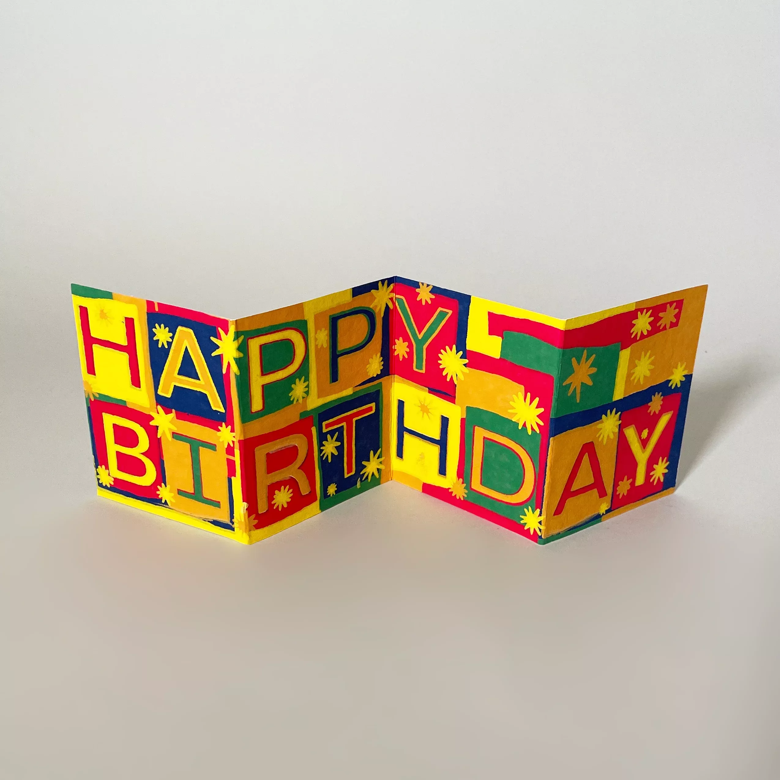 Happy Birthday Screen Printed Concertina Card