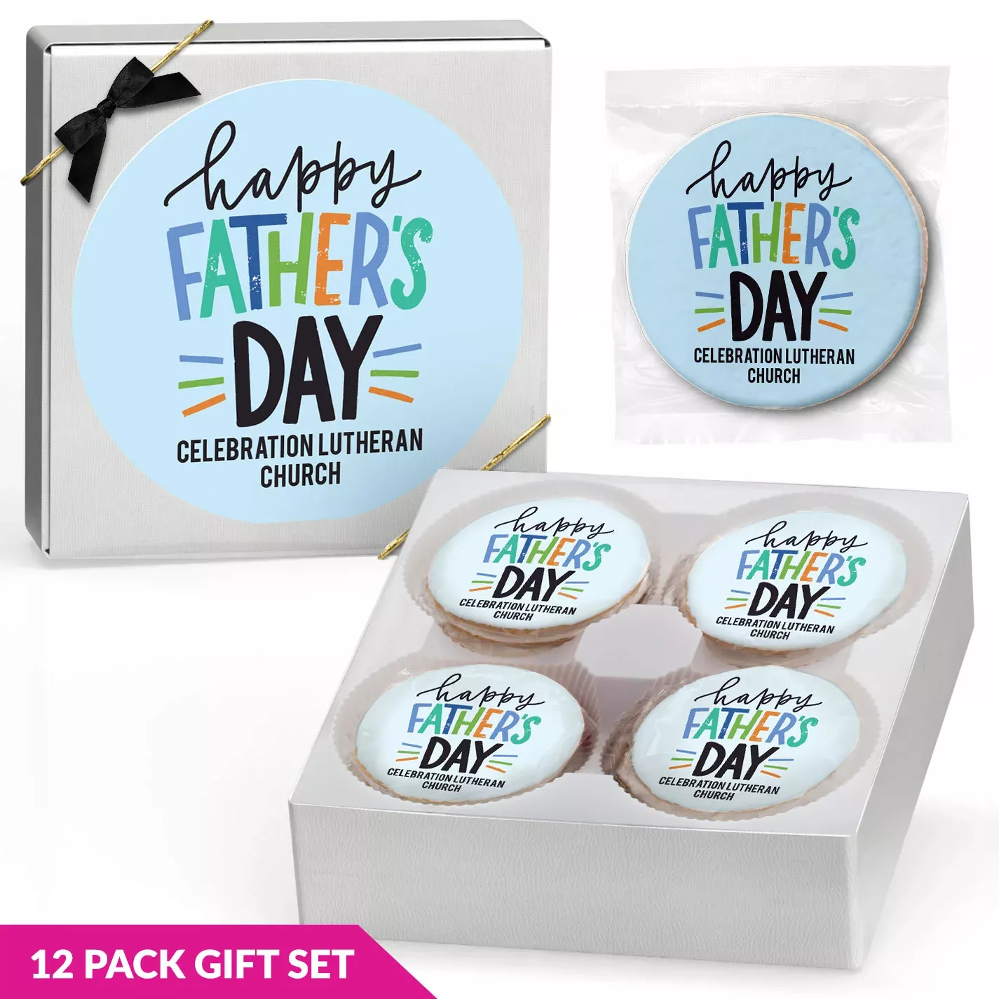 Happy Fathers Day - Personalized Direct Print on Round Sugar Cookie Gift Box