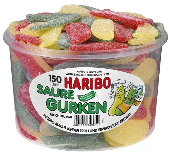 Haribo Saure Gurken, Sour Pickles, Tub