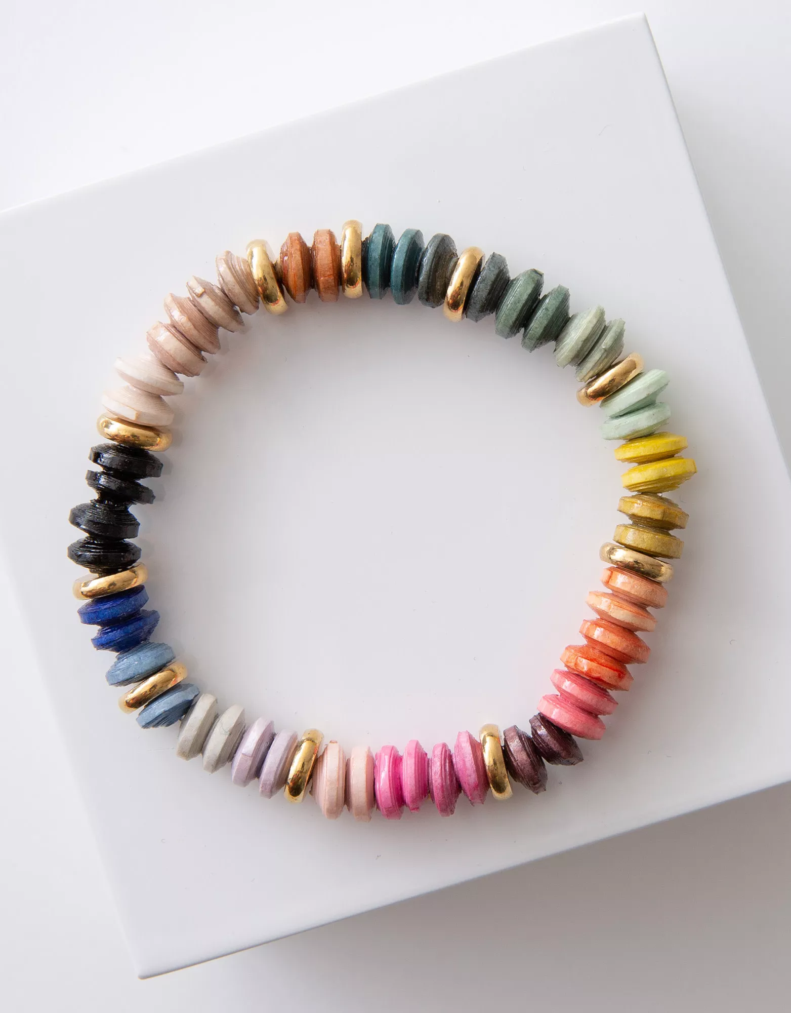 Harvest Rainbow Rondelle Gemstone Beaded Bracelet