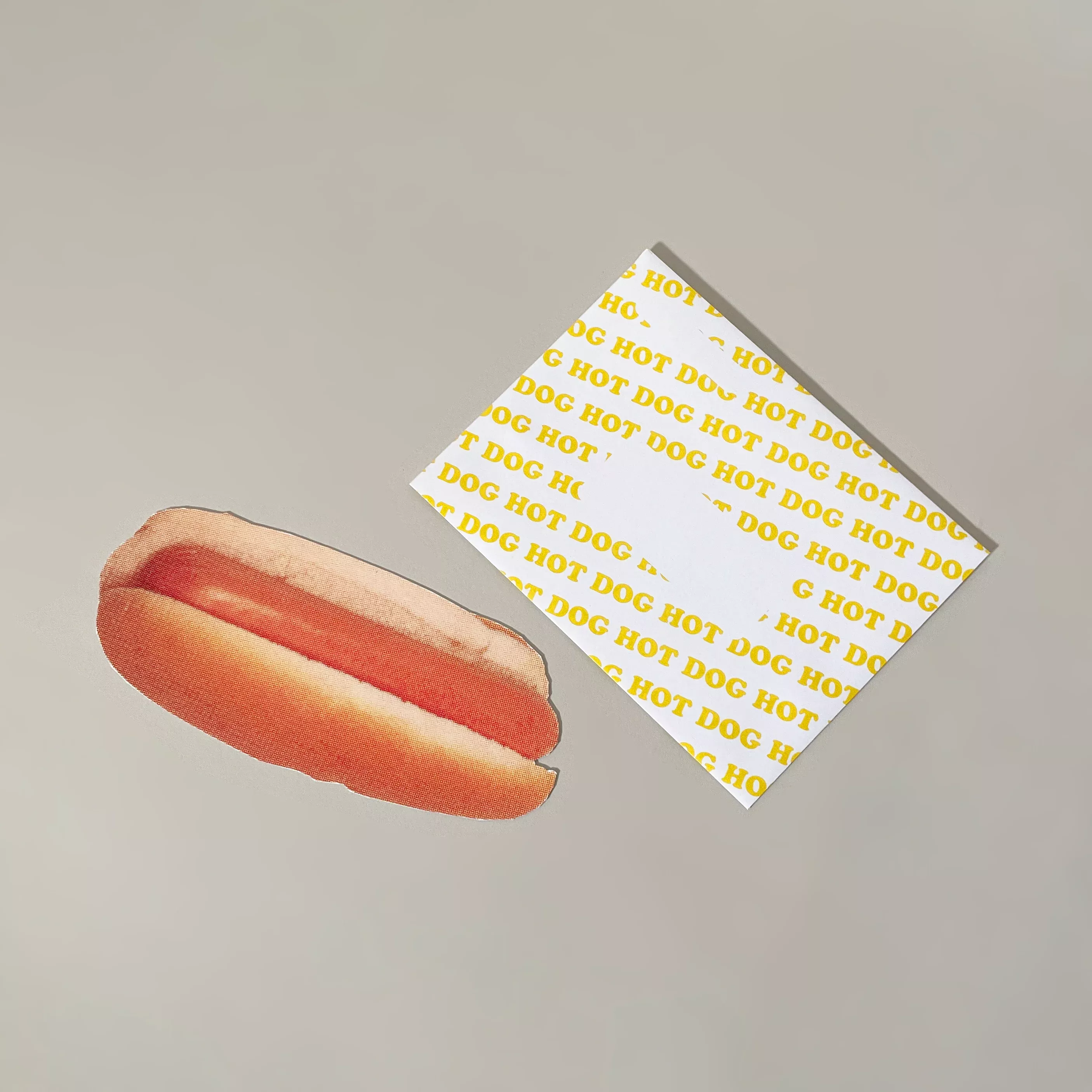 Hot Dog Die-Cut Postcard w / Envelope