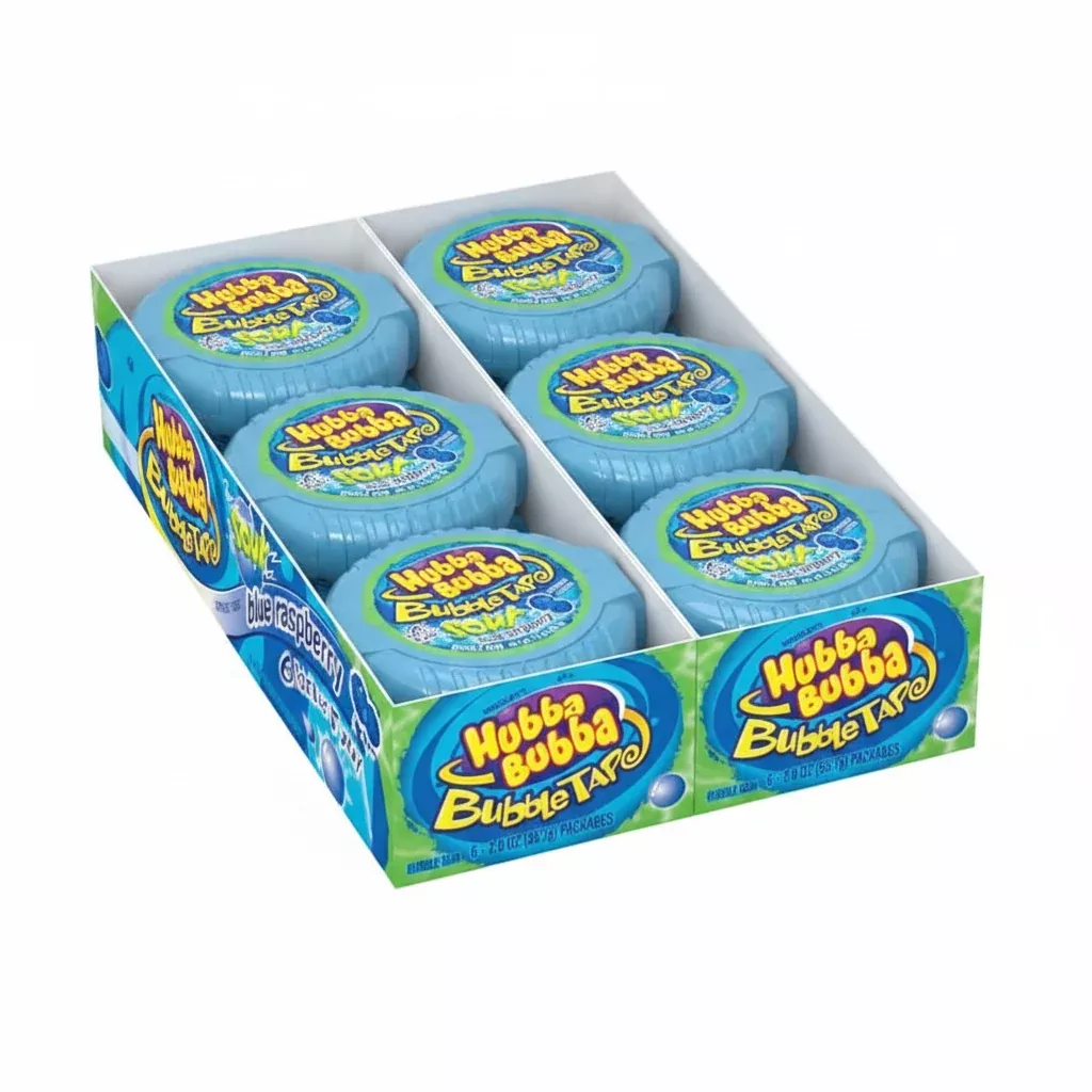 Hubba Bubba Bubble Tape Sour Blue Raspberry – Pack of 12