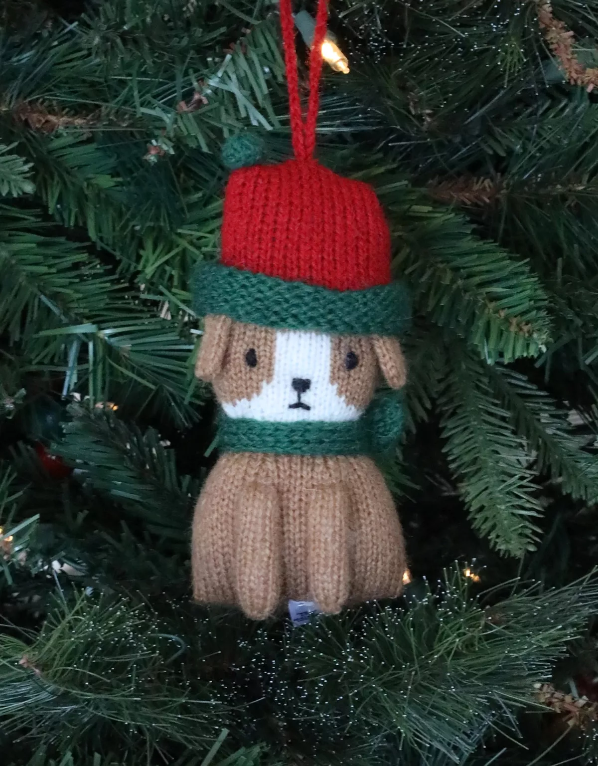 Knit Puppy in Stocking Ornament