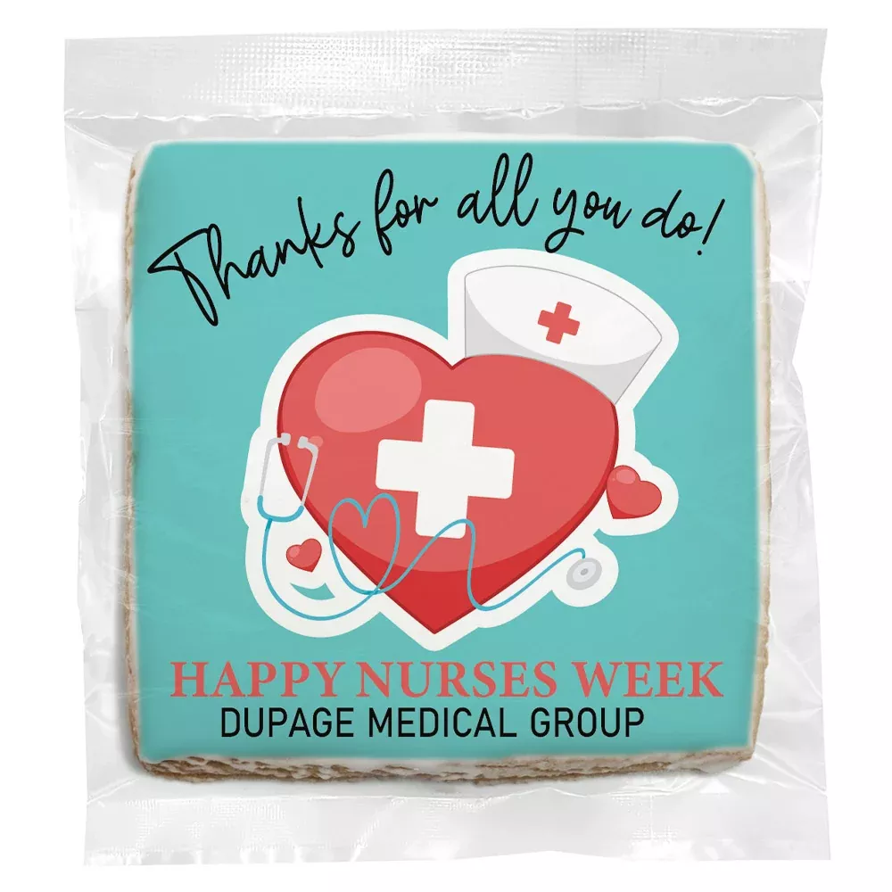 Large Heart Thank You - Personalized Direct Print on Square Sugar Cookies