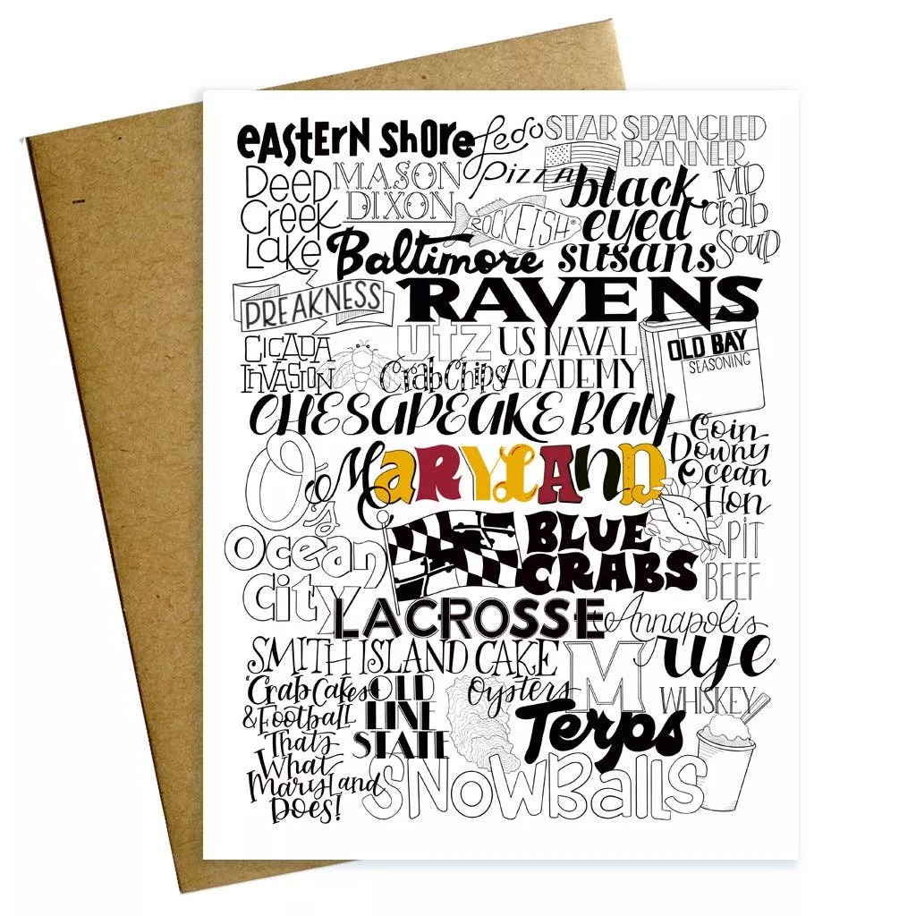 Maggie Moore Studio - Maryland Typographic Greeting Card