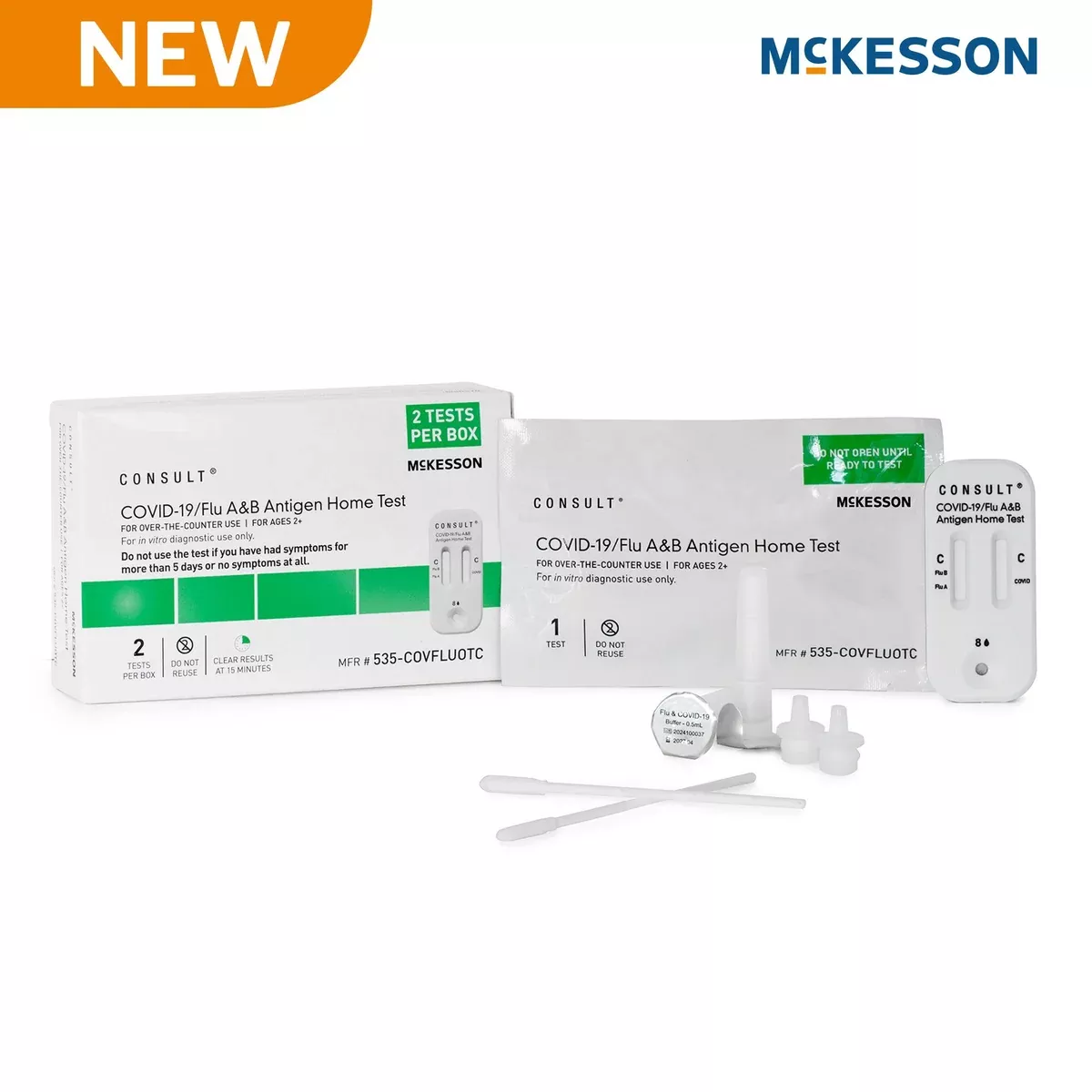 McKesson Consult Respiratory Test Kit COVID-19 / Flu A&B