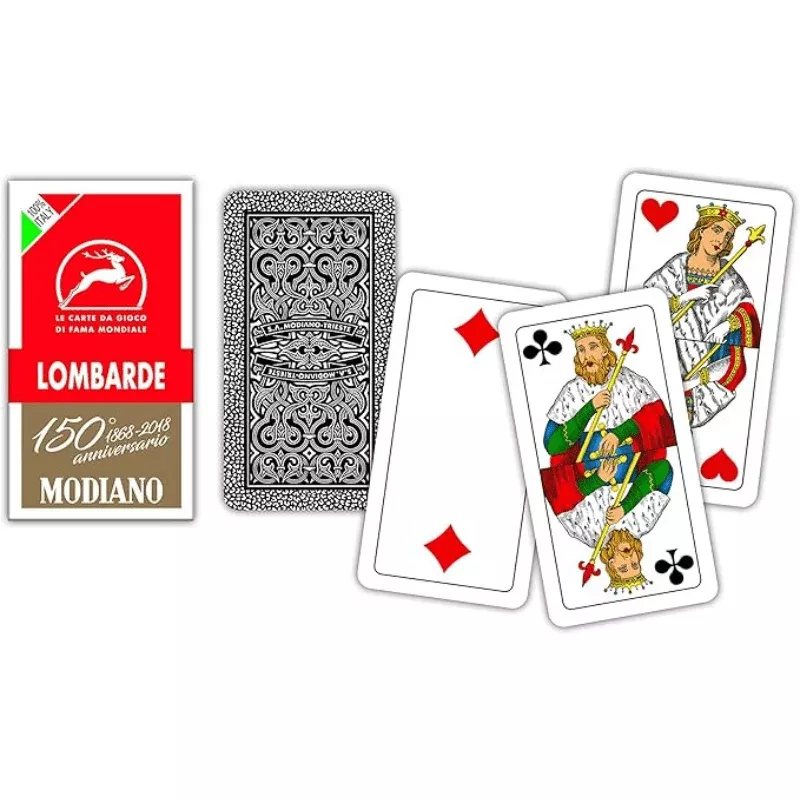 Modiano Lombarde Red Italian Playing Cards, 1 Deck