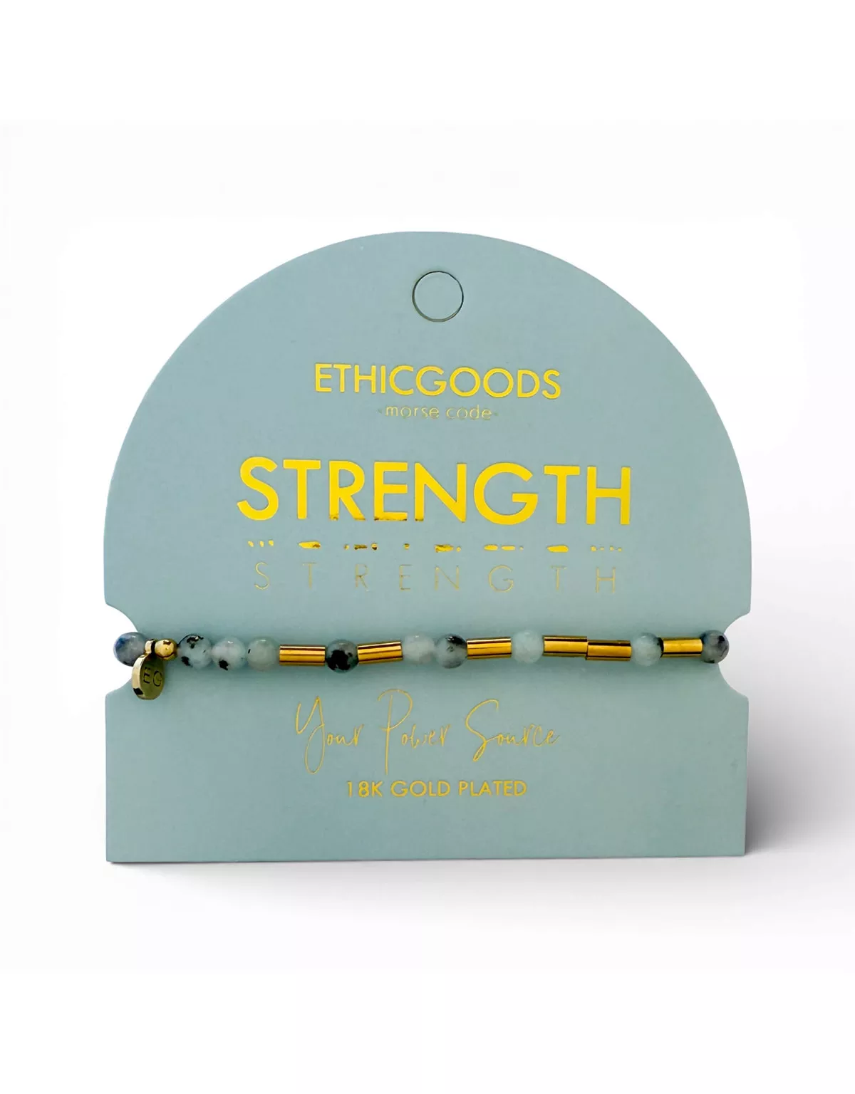 Morse Code Gold & Stone Beaded Bracelet - LOVE