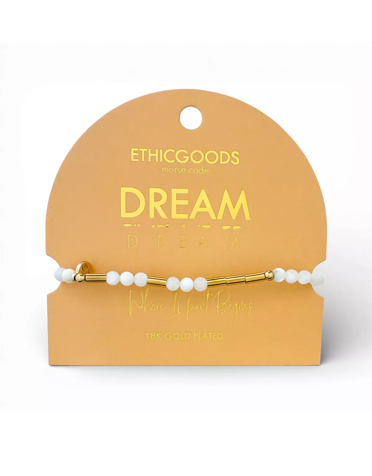 Morse Code Gold & Stone Beaded Bracelet - TEACHER