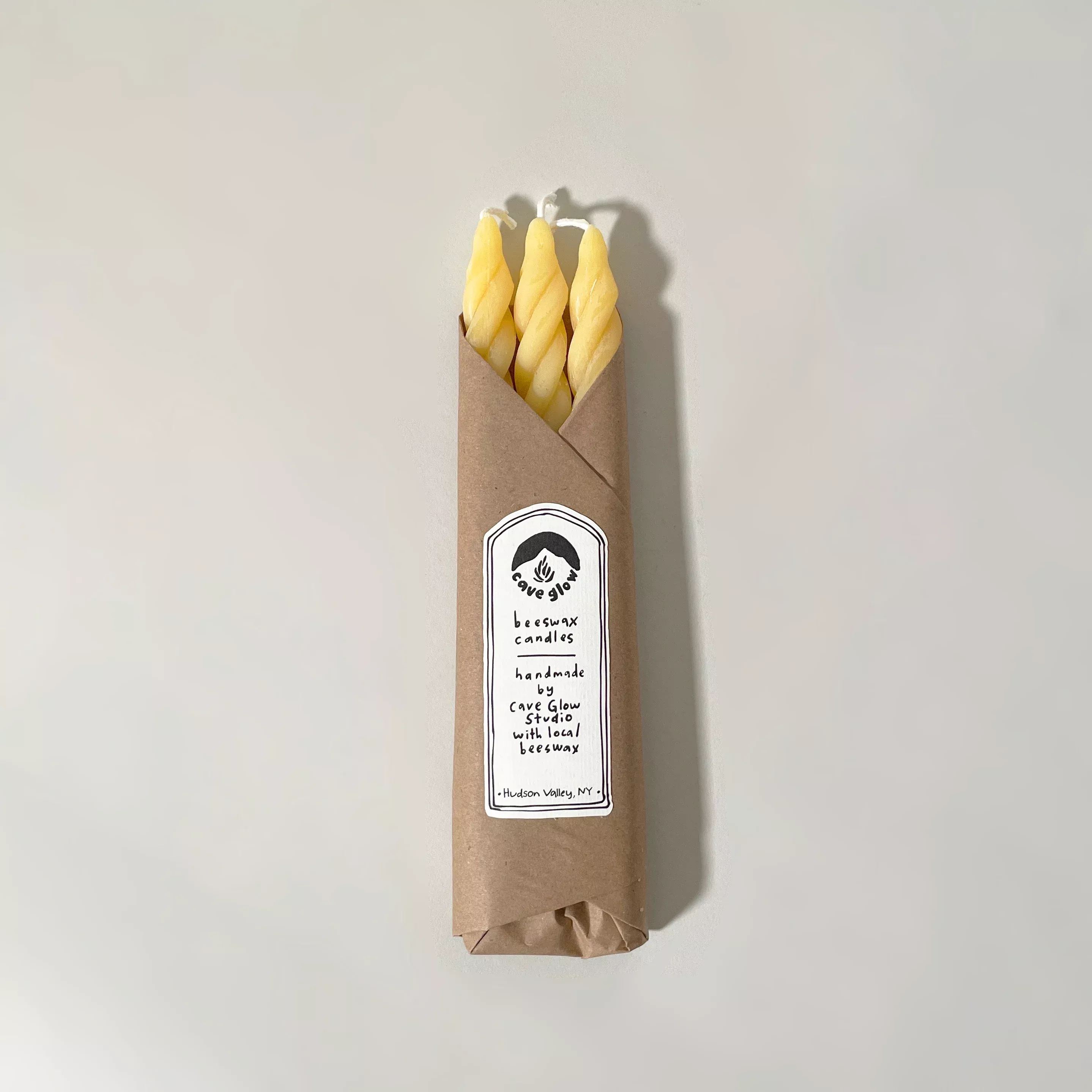 Natural Spiral Beeswax Candles, Set of 3