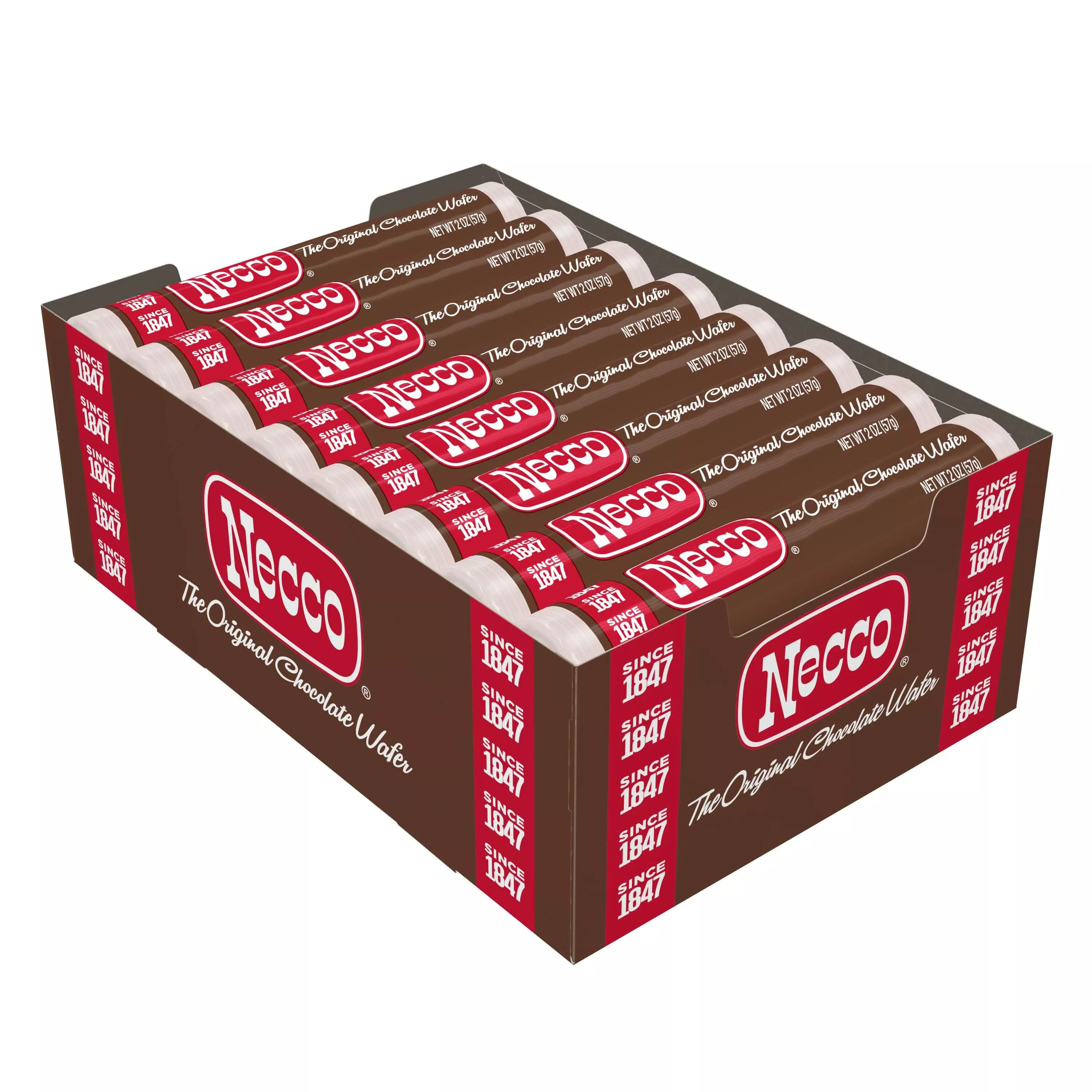 Necco Chocolate Wafers - 24 Count Rolls Tray