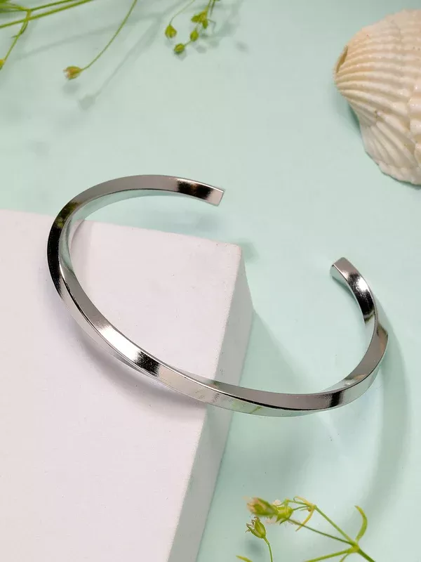 NVR Men's Silver-Plated Stainless Steel Cuff Bracelet - One Size