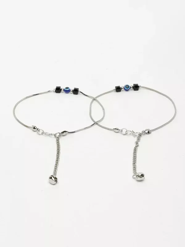NVR Women's Silver-Plated Evil Eye Anklet - One Size