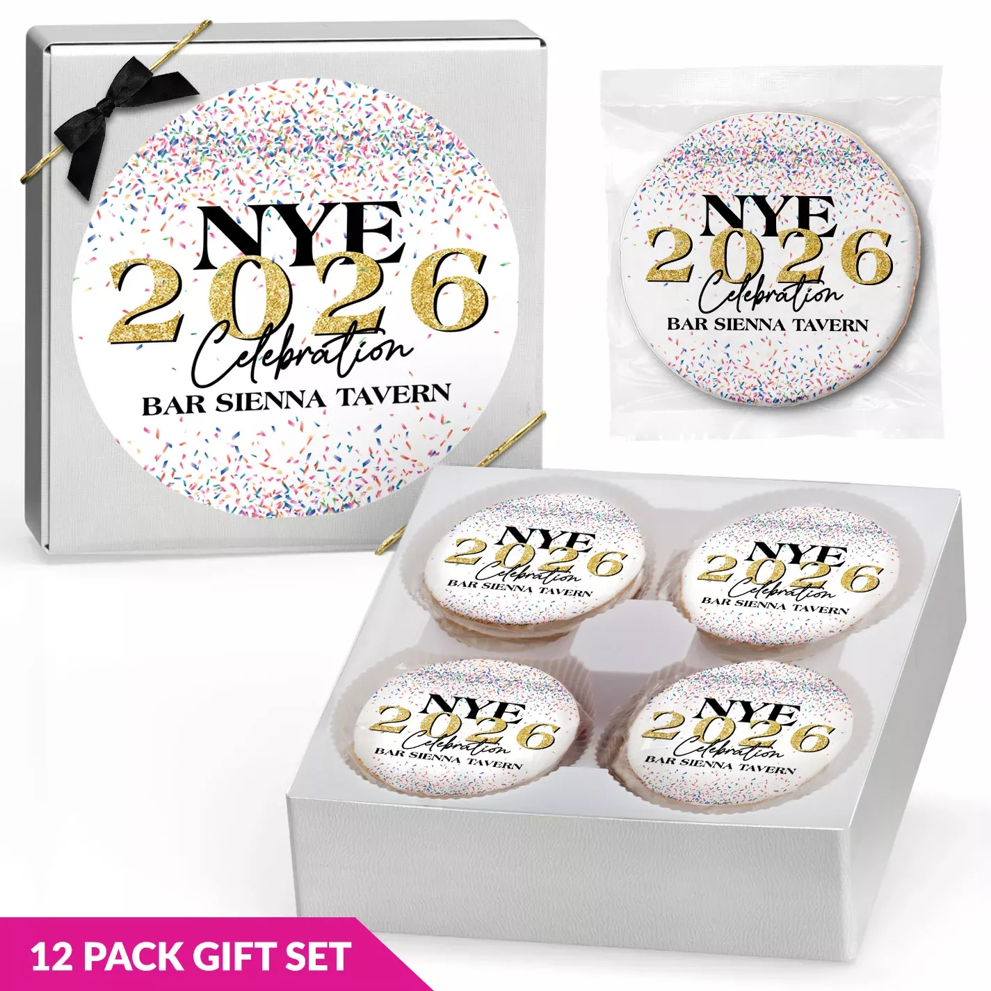 NYE Celebration - Personalized Direct Print on Round Sugar Cookie Gift Box
