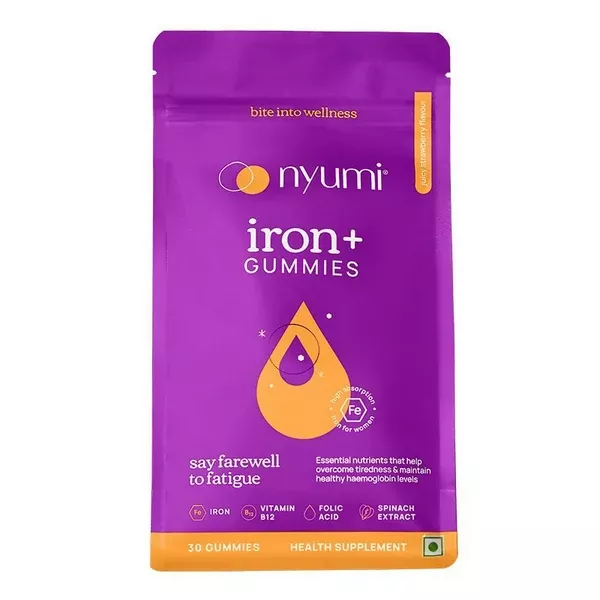 Nyumi IronGummies to Boost Energy & Reduce Fatigue - Zinc, Spinach Extract & Vitamin B12 - 30 gummies