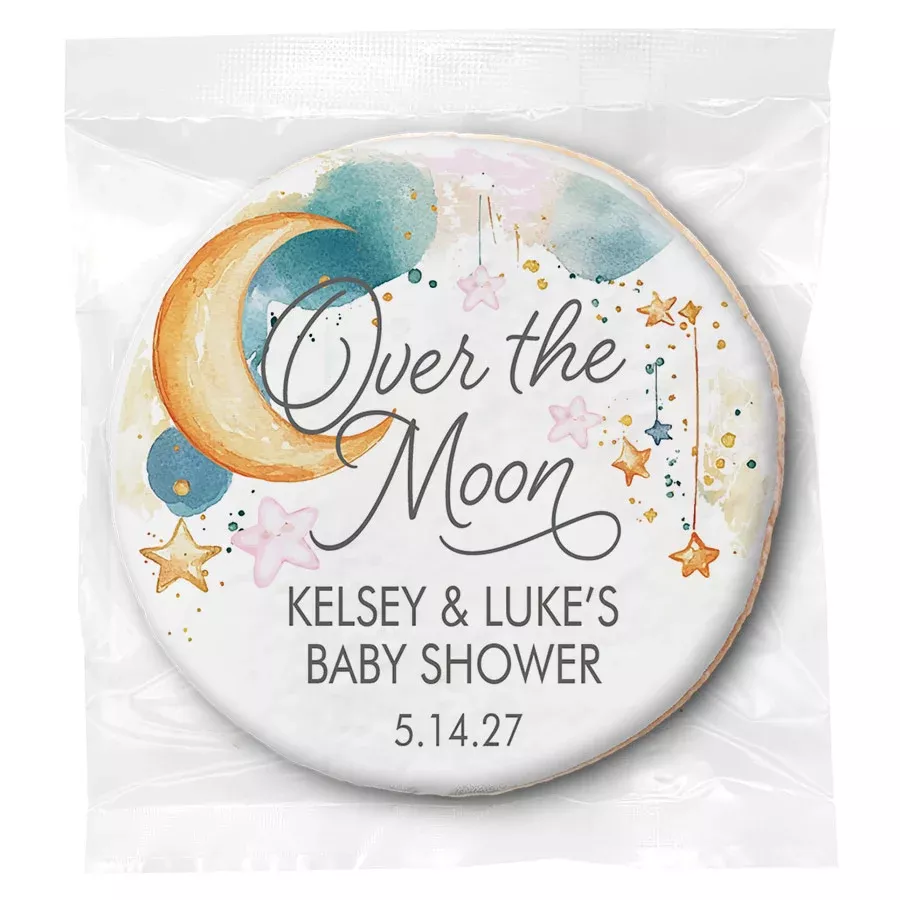 Over the Moon Baby Shower - Personalized Direct Print On Round Sugar Cookie