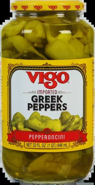 Pepperoncini Imported, Greek Peppers (Vigo) 32 oz