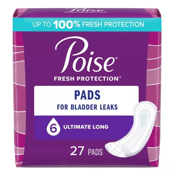 Poise Bladder Control Pads for Women, Ultimate Absorbency, Long