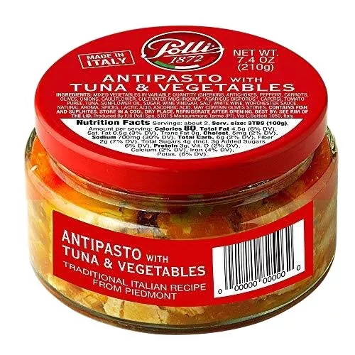 POLLI Antipasto with Tuna & Vegetables - 210g (7.04oz)