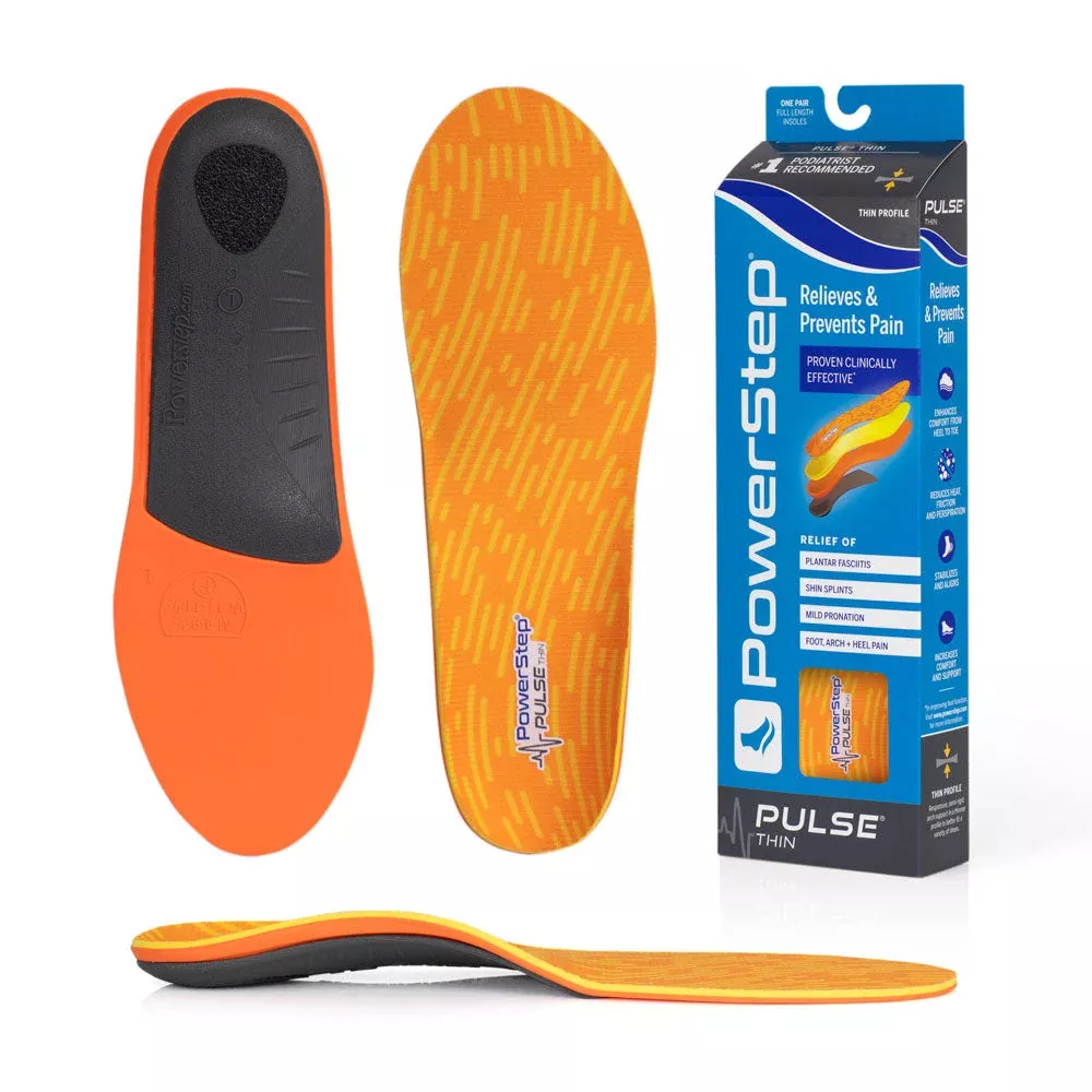PowerStep PULSE Thin Insoles, Arch Pain Relief Insert, For Cleats and Spikes