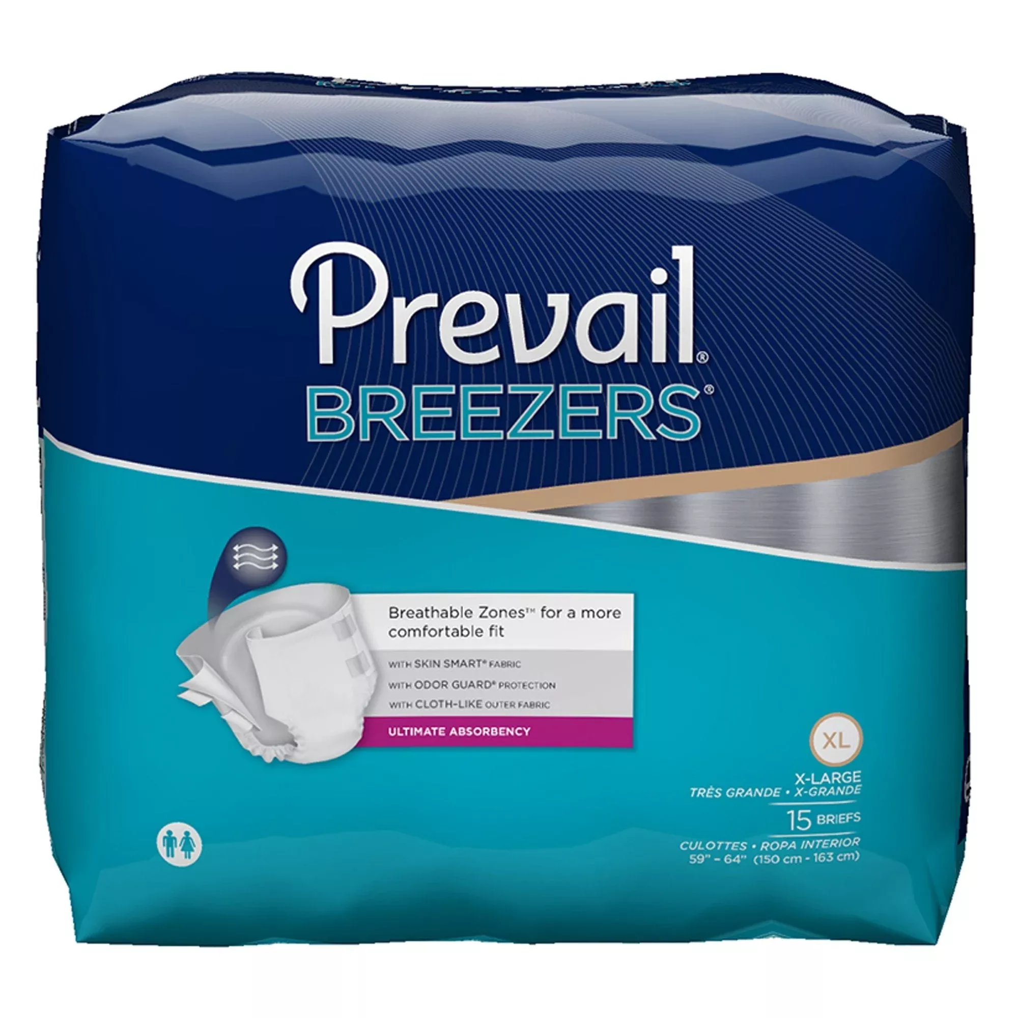 Prevail Breezers Ultimate Incontinence Brief, Extra Large, 15 ct