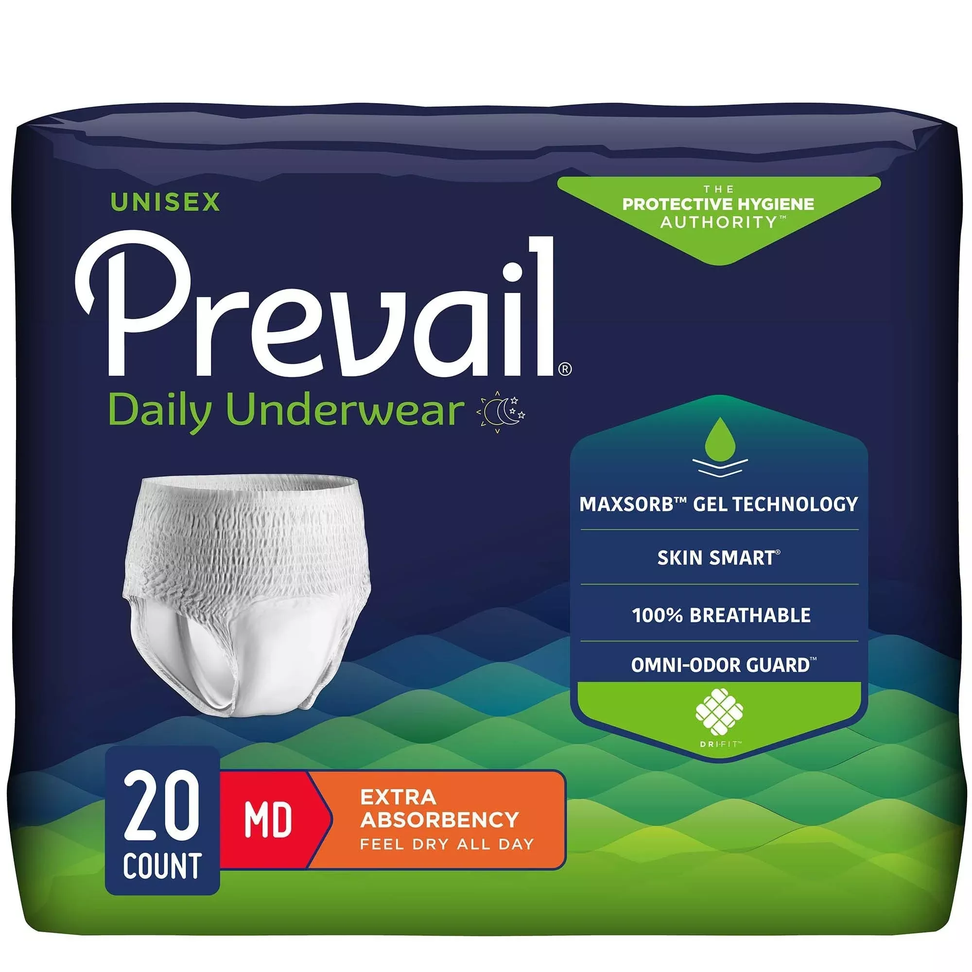 Prevail Daily Underwear Extra Absorbent Underwear, Medium, 80 ct