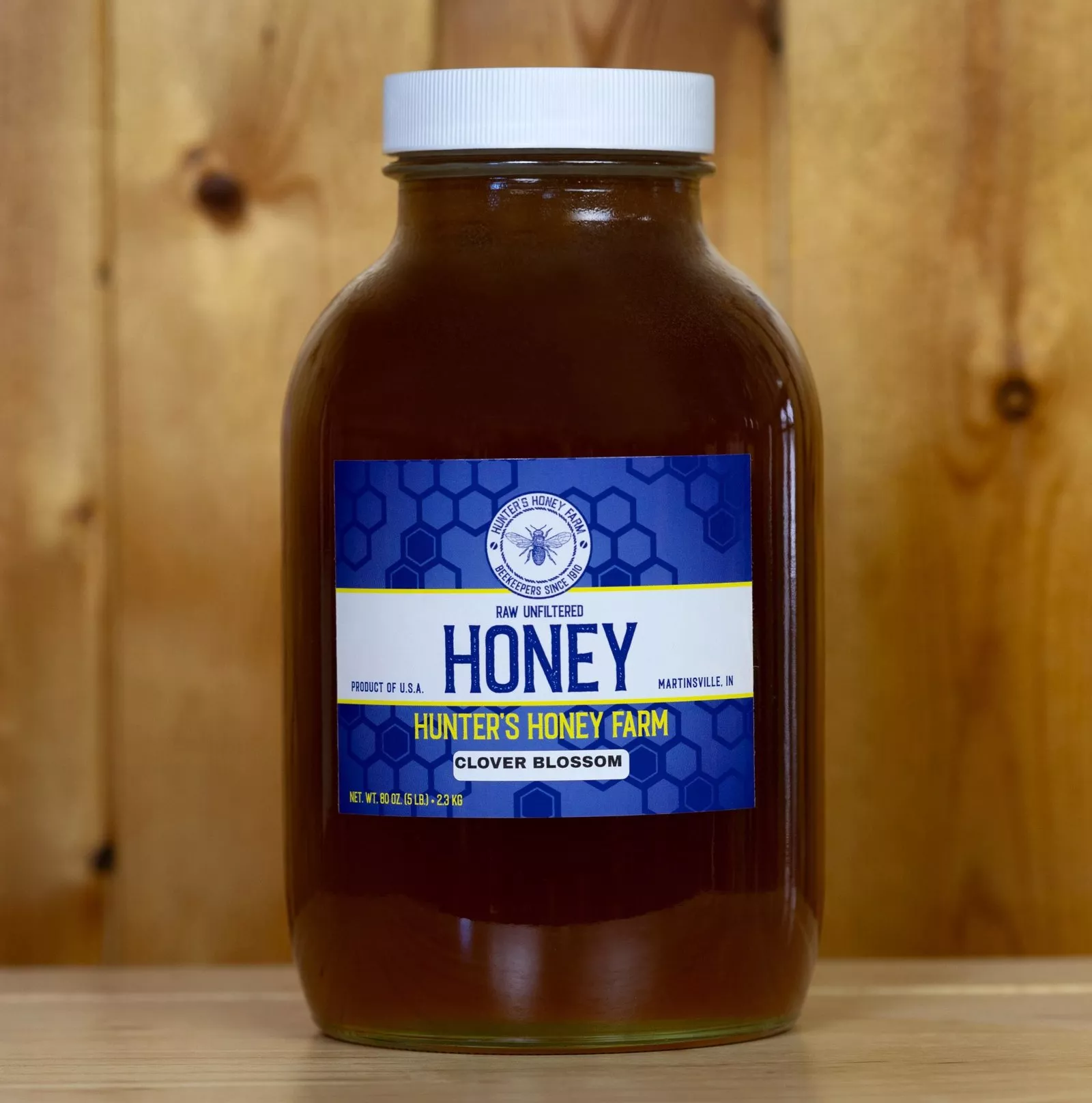 Raw Clover Honey 5 lb glass bottle