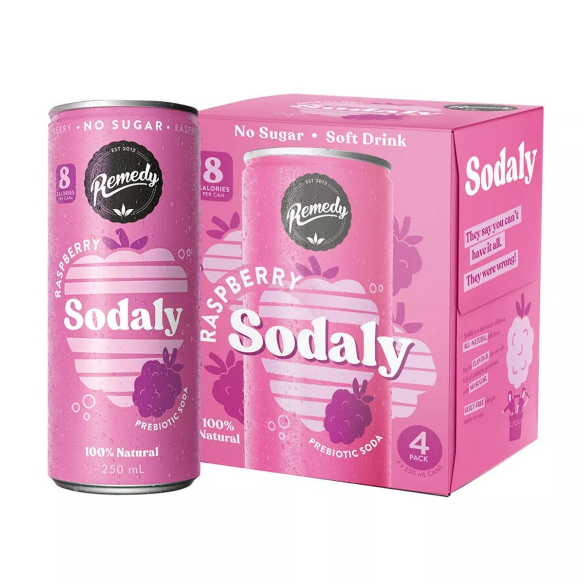 Remedy Raspberry Sodaly 4 Pack | 250mL