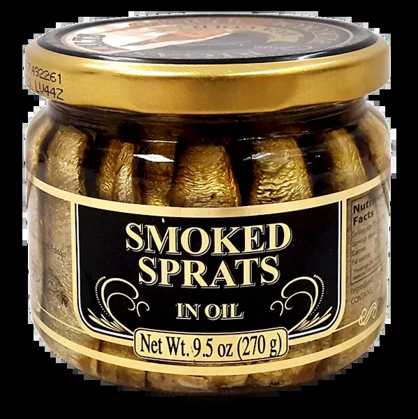 Riga Gold Smoked Sprats in Oil, 270g Jar or Old Riga