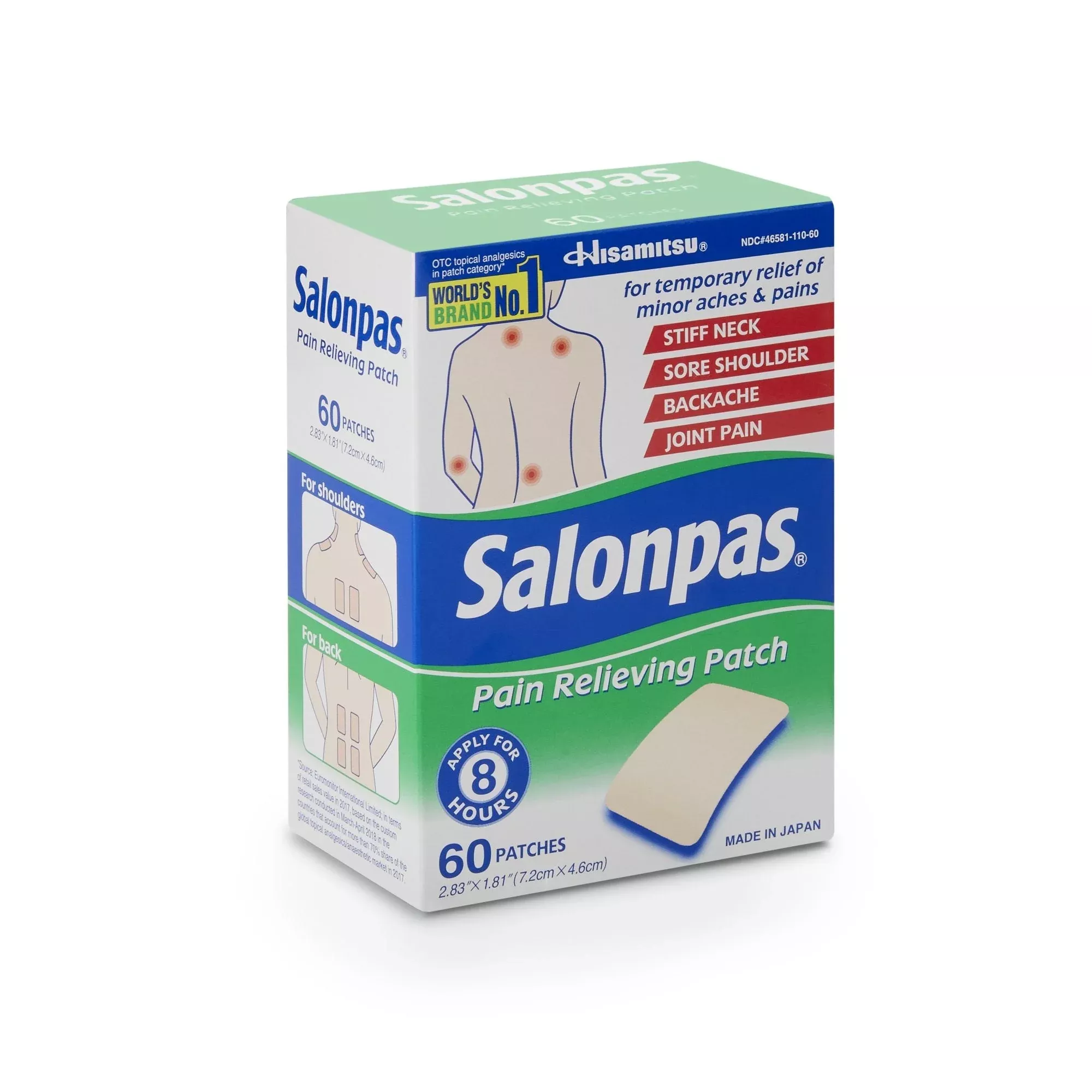 Salonpas Menthol Camphor Pain Relief Patch, 60 ct.