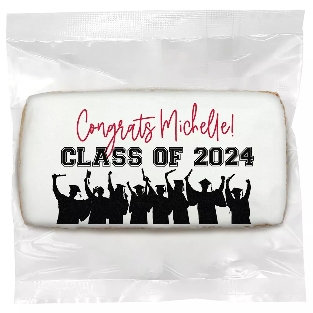Silhouette Congrats Grad - Personalized Direct Print On Rectangle Sugar Cookie