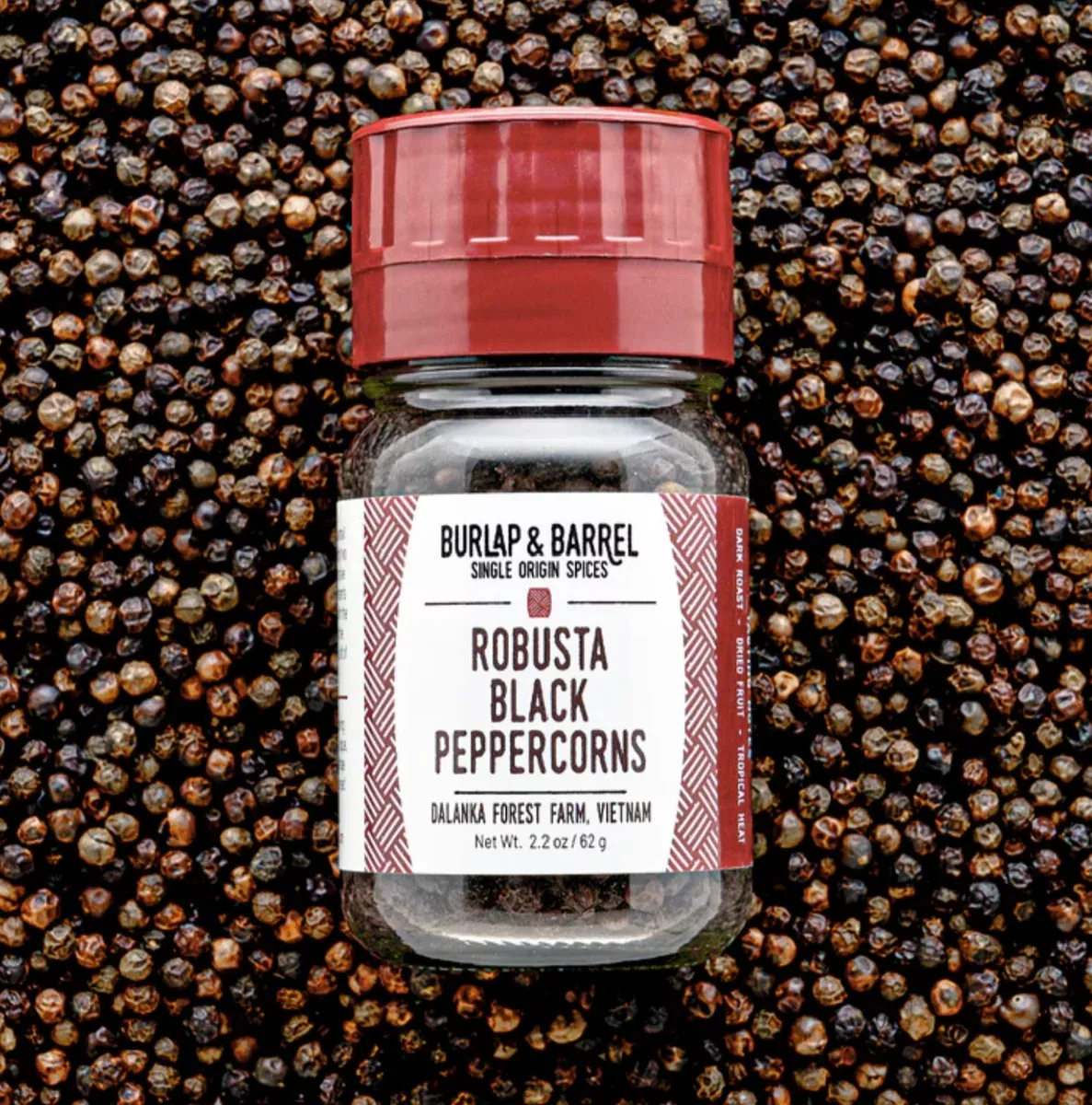 Spice Robusta Black Peppercorns (Vietnam) - Grinder Top Jar