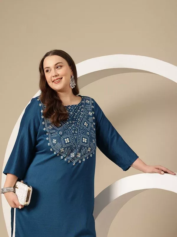 Sztori Plus Size Geometric Printed Kurta - XXL