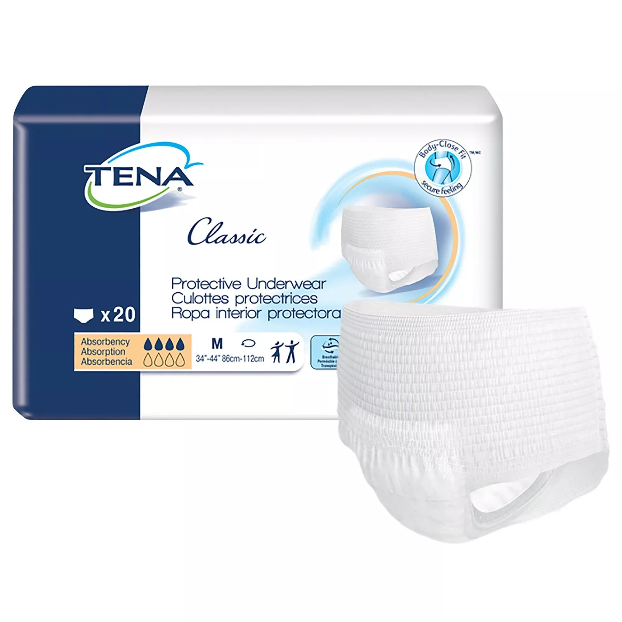 Tena Classic Absorbent Underwear, Medium, 80 ct