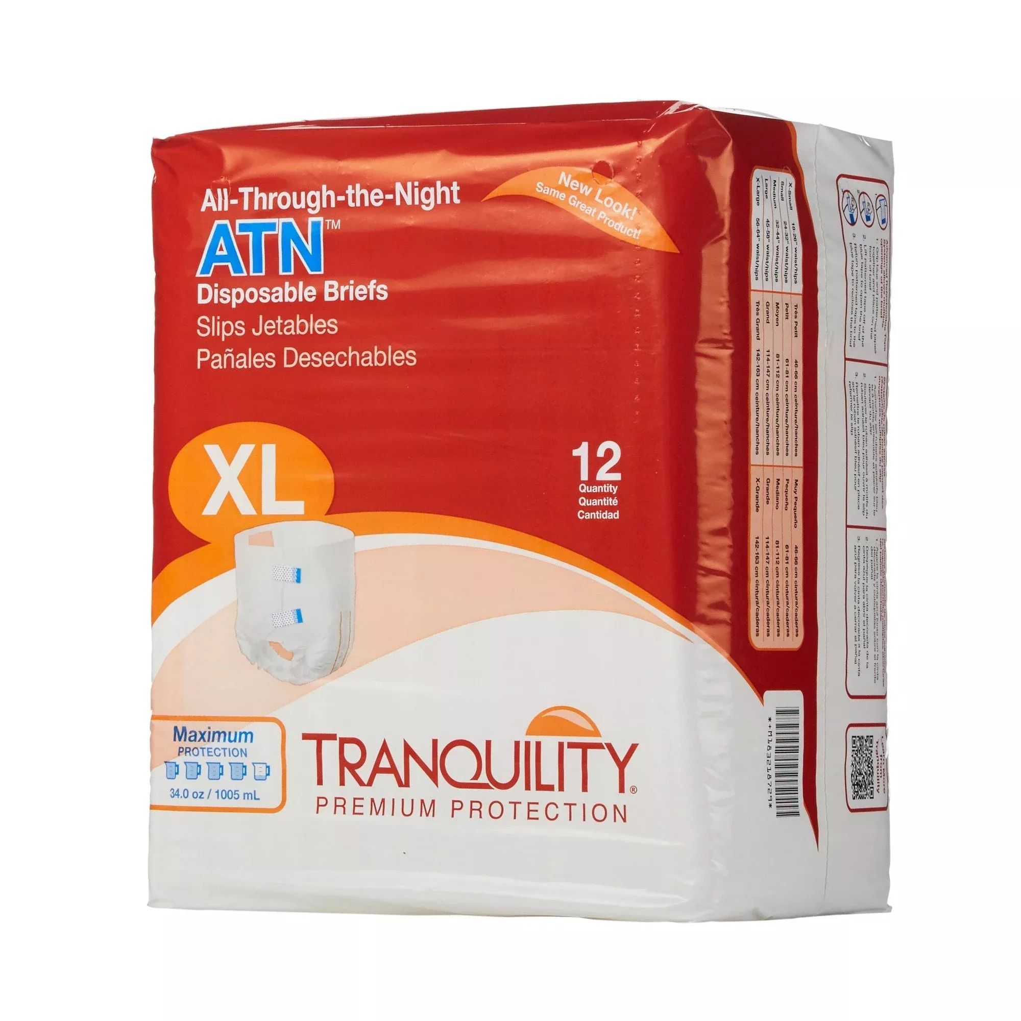 Tranquility ATN Heavy Protection Incontinence Brief, Extra Large, 12 ct