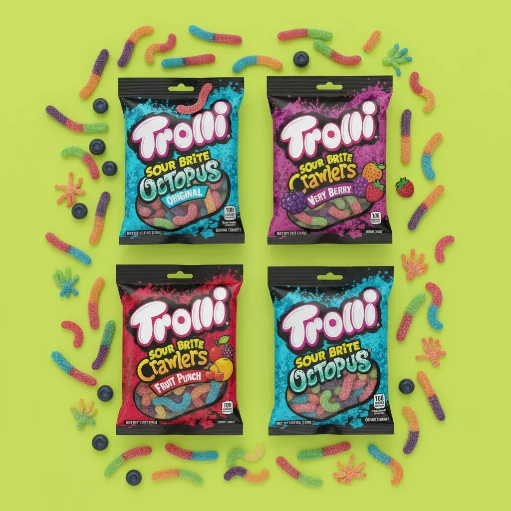 Trolli Sour Worm Invasion Bundle – 4-Pack Gummy Worm Haul