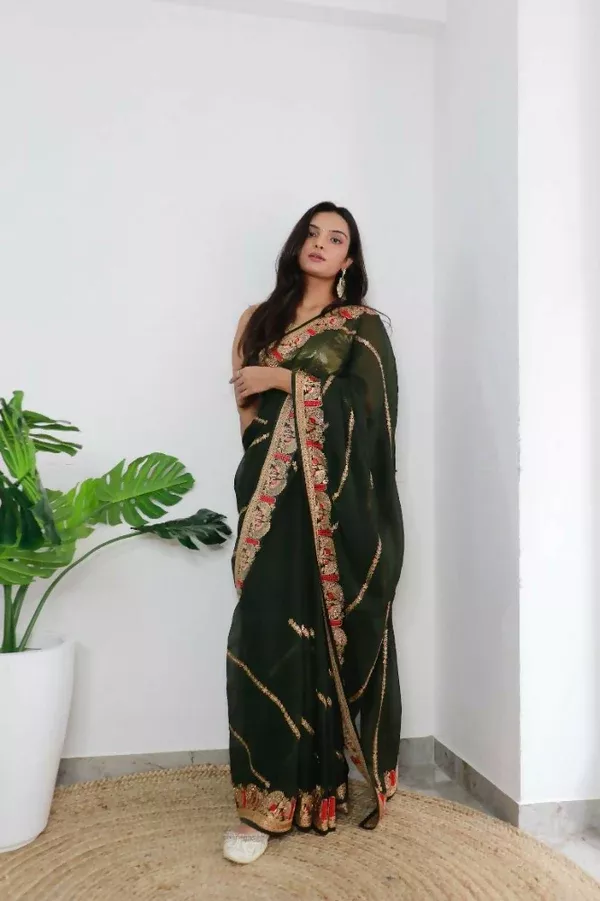 Vamsee Aaradhna Green Georgette Saree