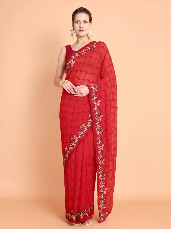 Vamsee Ammelia Red Georgette Saree