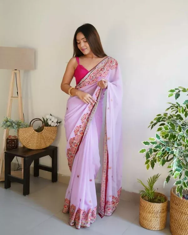 Vamsee Smiti Lavender Georgette Saree