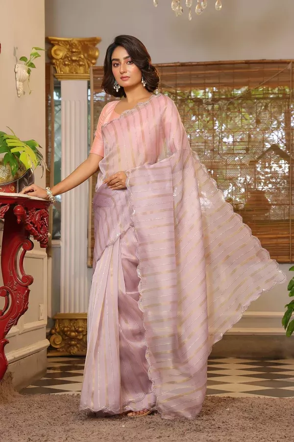 Vamsee Vijaytara Lavender Organza Saree