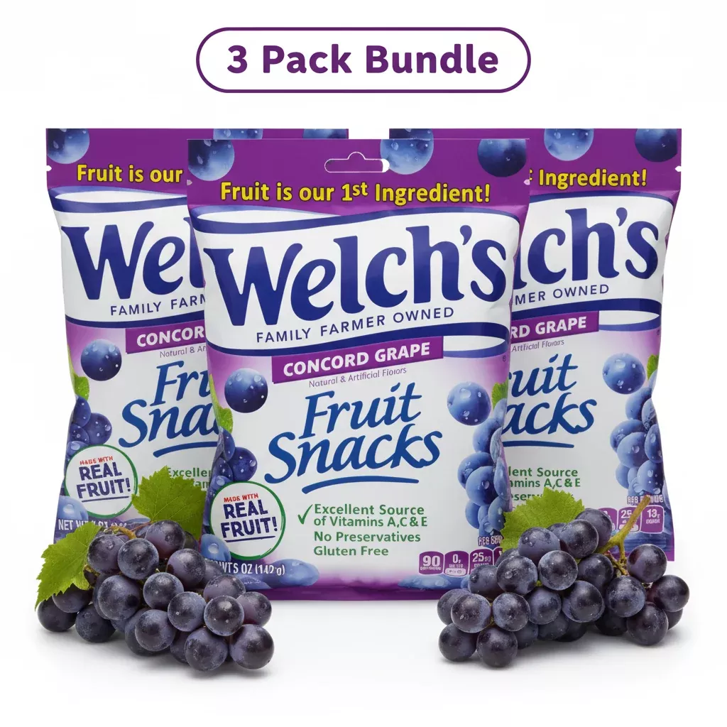 Welch's Concord Grape Fruit Snacks — 5 oz Bags, 3-Pack
