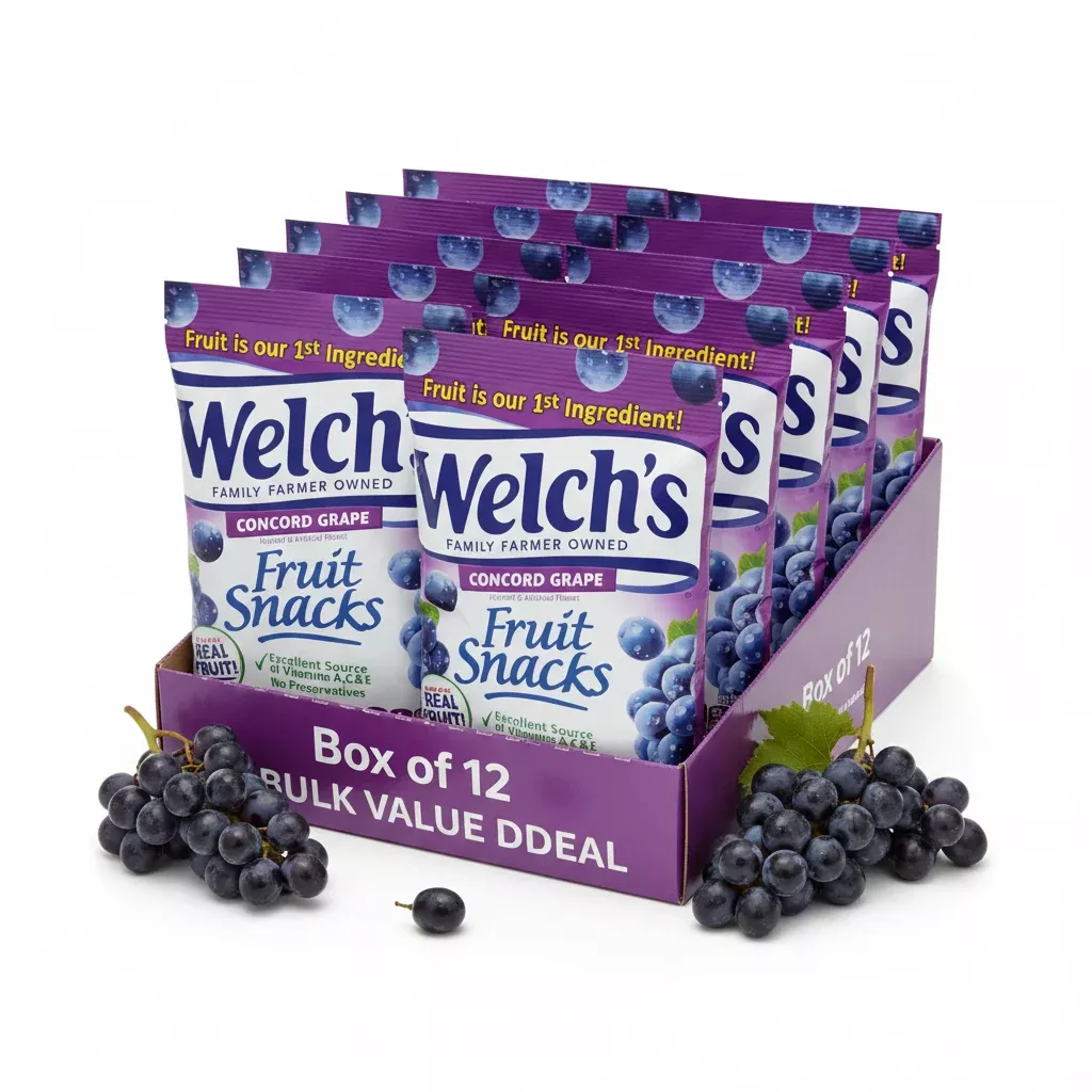 Welch's Concord Grape Fruit Snacks — 5 oz Bags, Box of 12