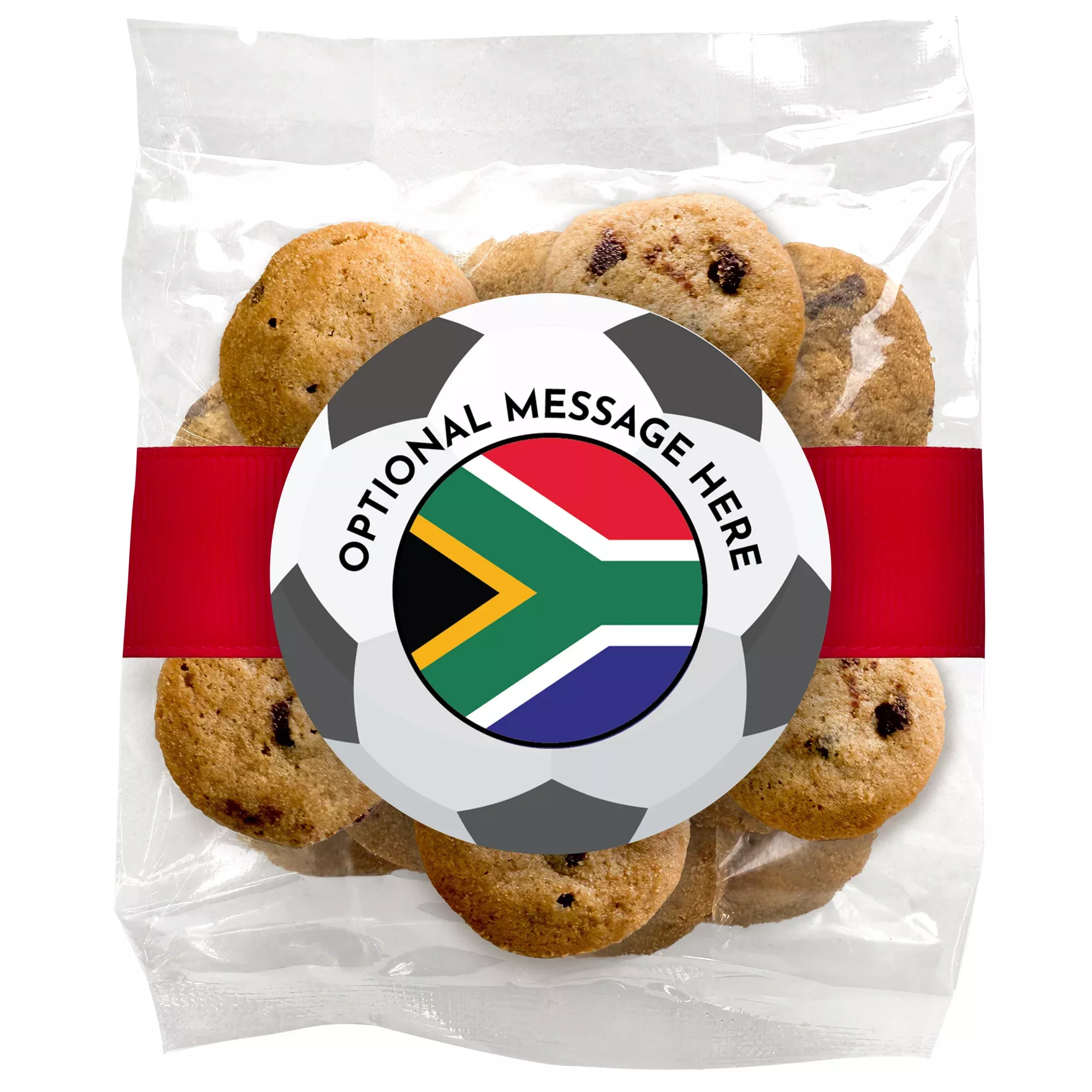 World Cup Select your Team & Message (Canada) - Chocolate Chip Mini Cookies (2 oz) W/ Full Color Custom Sticker & Ribbon