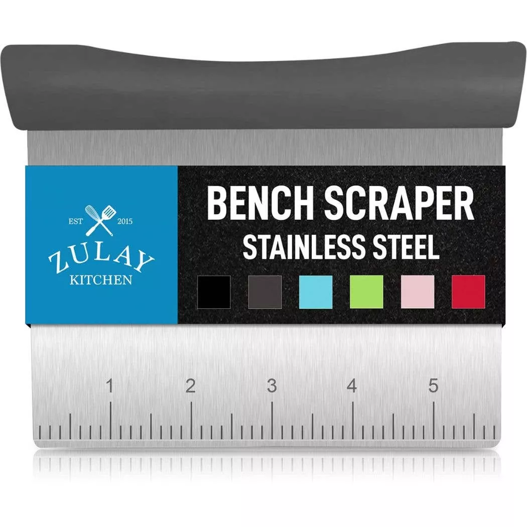 Zulay Kitchen - Multi-purpose Stainless Steel Bench Scraper & Chopper: Gray Handle